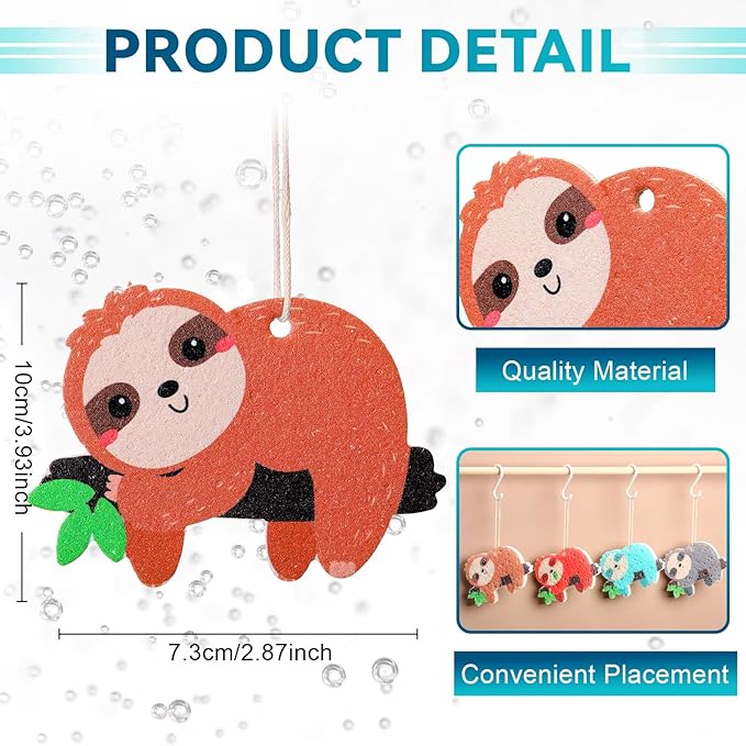 8 Pcs Christmas Sponges Dish Sponges, Cute Kitchen Scrub Sponge, Dual-Sided Dishwashing Sponge Reusable Cleaning for Kitchen Dishes Furniture(Sloth)