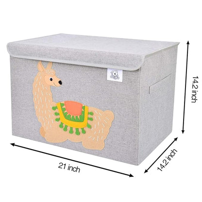 CLCROBD Foldable Large Kids Toy Chest with Flip-Top Lid, Collapsible Fabric Animal Toy Storage Organizer/Bin/Box/Basket/Trunk for Toddler, Children and Baby Nursery (Llama)