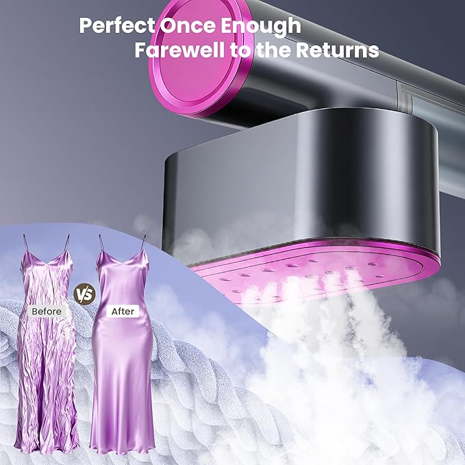 Steamer Clothes Clothing Handheld Garment - for Hand Held Steamers Travel Steam Genie Portable Curtain Vacuum Vertical Cloth，90° Automatic Rotation Function, 3 Gear Settings，Safety Protection System