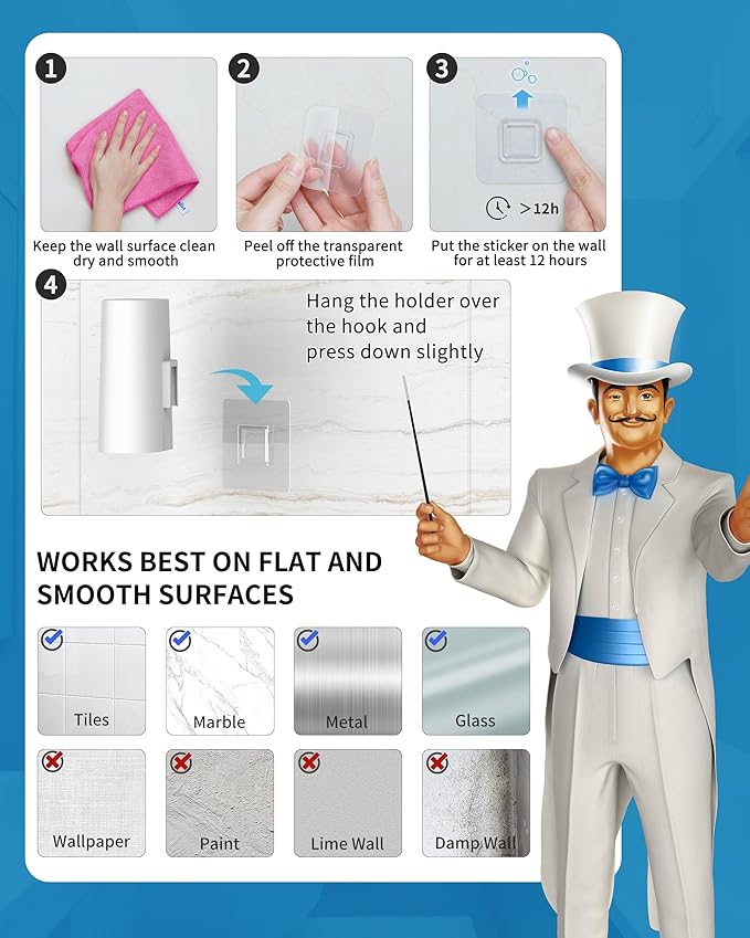 MR.SIGA Toilet Brush and Holder Set, Wall Mounted Toilet Bowl Brush, Compact Toilet Scrub Brush with Holder for Bathroom, White, 2 Pack
