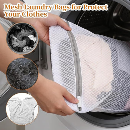 cobee 4 Pcs Mesh Laundry Bags for Delicates, Honeycomb Mesh Laundry Bags with Zipper Lingerie Bag Durable Wash Bag for Washing Delicates Clothes Socks Bra Lingerie