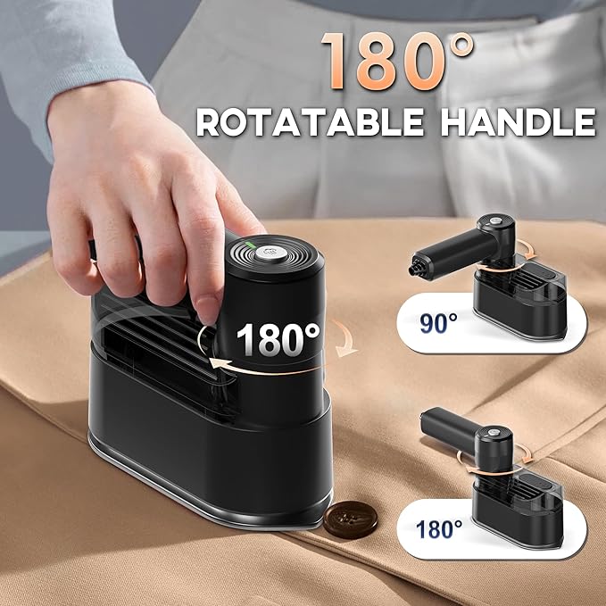 Travel Steamer for Clothes Small Iron - 1000W Portable Steamer & Mini Iron,10s Fast Heat, Handheld Mini Steamer with 8FT Cord, Foldable Handle, Travel, College Dorm & Home Essentials (Black)