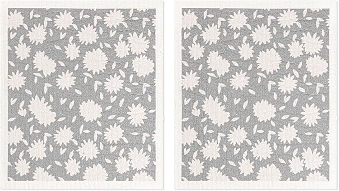 MÜkitchen Premium Eco Sponge Dish Cloth | Highly-Absorbent Kitchen Cloth for Cleaning and Drying Dishes | Machine Washable and Reusable | Set of 2 | (Aster Grey)