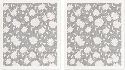MÜkitchen Premium Eco Sponge Dish Cloth | Highly-Absorbent Kitchen Cloth for Cleaning and Drying Dishes | Machine Washable and Reusable | Set of 2 | (Aster Grey)