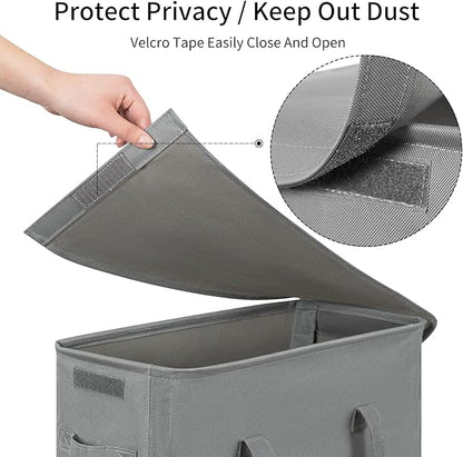 Chrislley 60L Slim Laundry Hamper with Lid Narrow Laundry Basket with Handle Upgrade Foldable Dirty Clothes Hamper Portable Skinny Hamper Organizer Storage Bins (25.6 inches, grey)