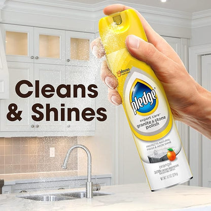 Pledge Granite & Stone Cleaner, Expert Care, Aerosol, Orange Scent, 9.7 oz.
