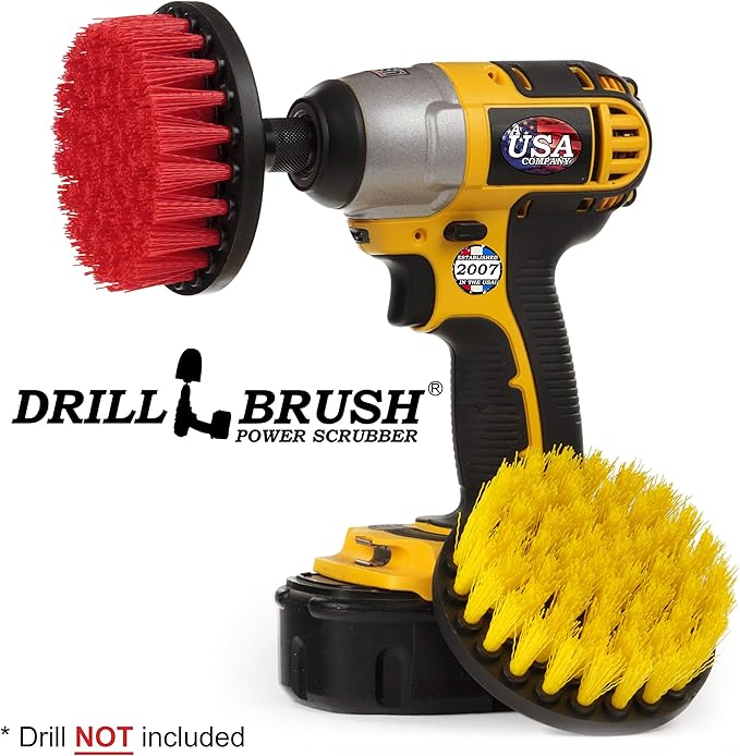 Bathroom Accessories - Shower Curtain - Bath Mat - Drill Brush - Spin Brush Scrub Kit - Grout Cleaner - Concrete Bird Bath, Benches, Statuary - Hard Water, Calcium, Mineral Deposits, Soap Scum, Rust