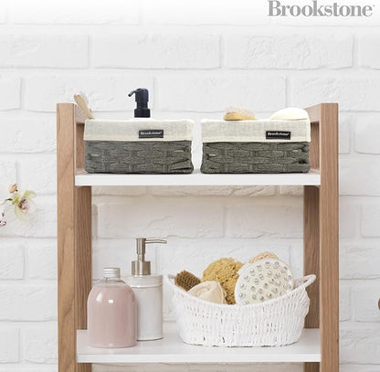 Brookstone Wicker Shelf Storage Basket Decorative Shelf Bin, bathroom organizers and storage, Boho Living Room Decor, Spring Storage 2026-3 Piece Set