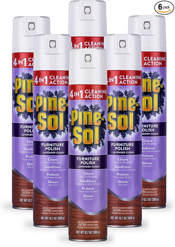 Pine-Sol Furniture Polish | Wood Furniture Polish Spray | Wood Polish Spray for Your Furniture Gives You A Powerful Clean You Can Trust | 12.7 Ounces, Fresh Lavender Scent - Pack of 6