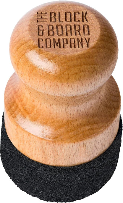 Specialist Board Cutting Board Oil and Wax Applicator by the Block & Board Company | Restores Wood, Butcher Block, Countertop & Utensils | Round Wood Applicator for Food Grade Mineral Oil