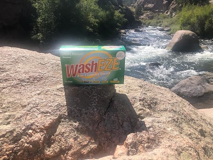 WashEZE Travel Friendly Laundry Detergent Soap Sheet-No Scent (20 Loads of Laundry) Laundry Sheets are More Efficient Than Powders Pods Pacs or Liquids TSA Compliant