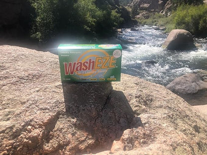 WashEZE Travel Friendly Laundry Detergent Soap Sheet-No Scent (20 Loads of Laundry) Laundry Sheets are More Efficient Than Powders Pods Pacs or Liquids TSA Compliant