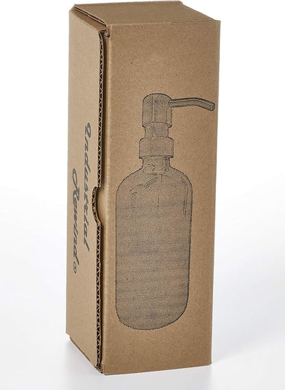 Clear Glass Soap Dispenser, Stainless Pump and Non Slip Coaster/Countertop Protector - 8oz Soap Bottle or Lotion Bottle