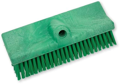 SPARTA 40423EC09 Plastic Floor Scrub Brush, Wall Brush, Equipment Brush With Nonabsorbent Bristles For Industrial Kitchens, Hospitals, Commercial Cleaning, 10 Inches, Green