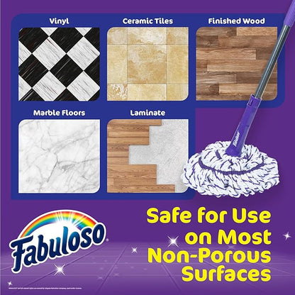 Fabuloso Twist Mop, Self Wringing Floor Mop with Non Scratch Scrubber and Removable Washable Head for Hardwood, Tile, Vinyl and Laminate Floors Cleaning System, 53 Inch Tall
