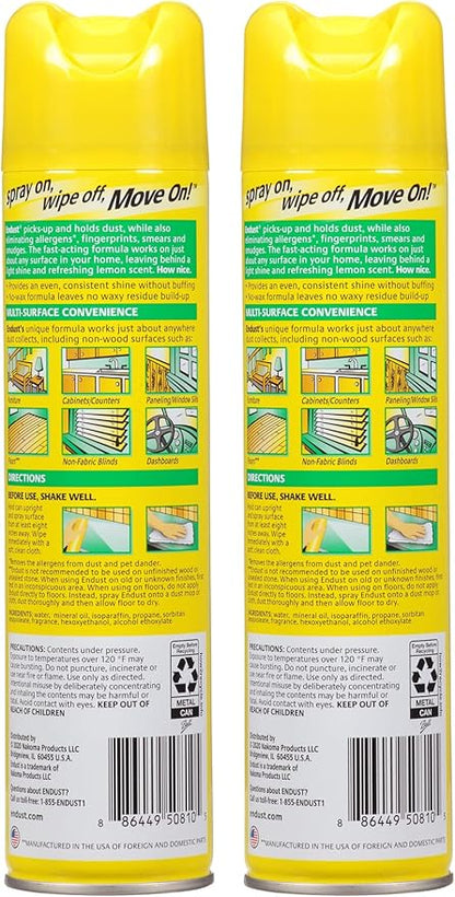Endust Multi-Surface Dusting and Cleaning Spray, Lemon Zest, 12.5 Ounce (Pack of 2)