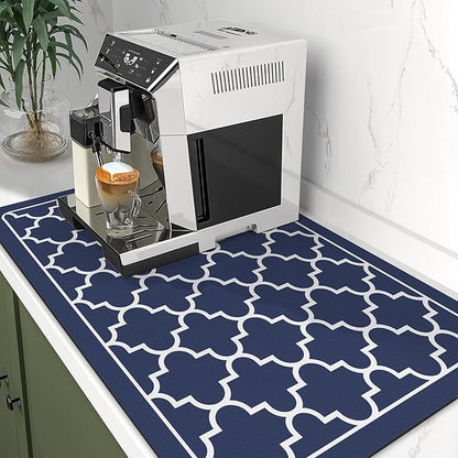 WISELIFE Dish Drying Mat Super Absorbent Drying Mat Large Dish Drying Mats for Kitchen Counter Easy Clean Dish Mat Kitchen Drying Mat16"x 24" Stylish Blue