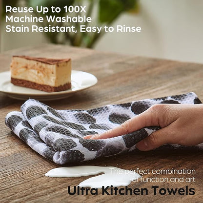 Waffle Microfiber Lemon Kitchen Towels - Quick Dry, Absorbent, Reusable Cleaning Dish Towels, Lightweight Tea Towels & Hand Towels, Sustainable Decorative Cloth Dish Towels,30x18 Inches