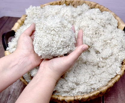 Super Dense Clean Wool Filler for Pillows, Stuffed Animals, Pouf, Pin Cushions, Crafting. 1LB, Natural White Dense