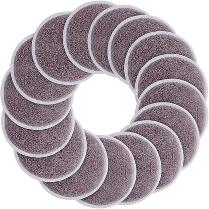 SUNLAND Reusable Makeup Remover Pads for Face,Eye,Lips 16 Pack Microfiber Face Cleansing Gloves Washable with Laundry Bag and Travel Bag Rounds Toner Pads (Round 3.15inchx16, dpurple)