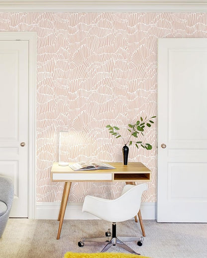 Guvana Pink Wallpaper Peel and Stick Modern Light Pink and White Contact Paper Boho Striped Wall Paper Self Adhesive Waterproof Wallpaper for Bedroom Bathroom Accent Wall Decor Vinyl Roll 17.3"×118"