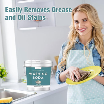 11 lb Sodium Carbonate Washing Soda, Super Washing Soda For Laundry, 100% Pure, Household Cleaner, Ideal For Cleaning Kitchens And Bathrooms, Washing Soda For Dishwasher