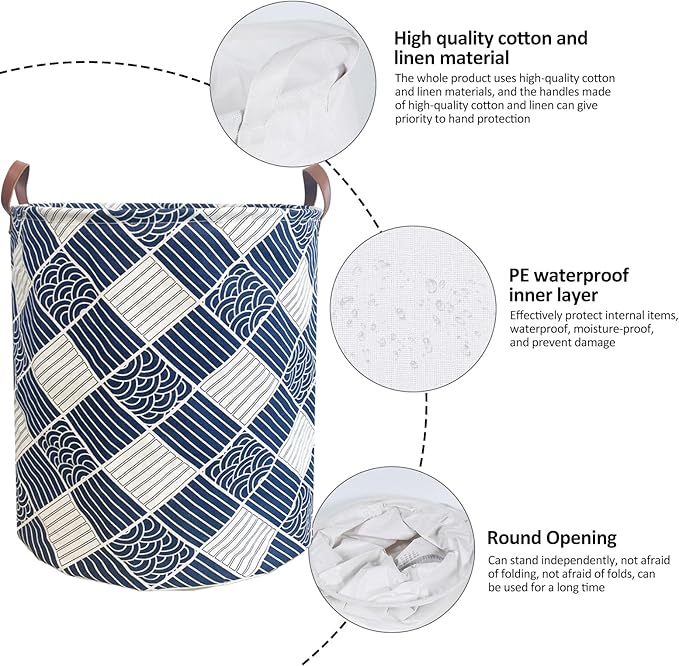 Collapsible Laundry Basket in Bedroom Waterproof Laundry Hamper in Bathroom Large Laundry Bag in College Dormitory Cloakroom Livingroom Nursery Toy Bin (Laundry Hamper-Bathroom-001)
