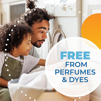 ARM & HAMMER Power Sheets Laundry Detergent, Fragrance Free, No Dyes or Perfumes, Lightweight and Travel-Friendly, 60 Count, Up to 120 Small Loads