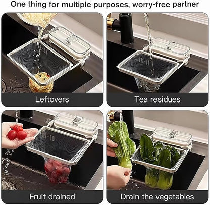 Sink Drain Strainer 2025 New Suction Cup Sink Kitchen Net Strainer Colander Collapsible Corner Sink Strainer Over for Food Waste Filtering Kitchen Leftover Have Mesh Bags (Black, Filter 150Pcs)