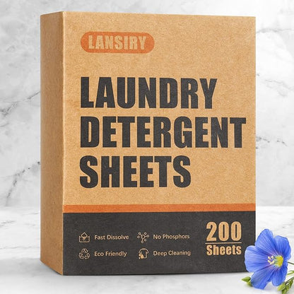 Laundry Detergent Sheets - 200 Loads Fresh Linen Scent Washing Strips, Compact Lightweight Liquidless Eco-Friendly Hypoallergenic Portable Soap for Save Space and Travel