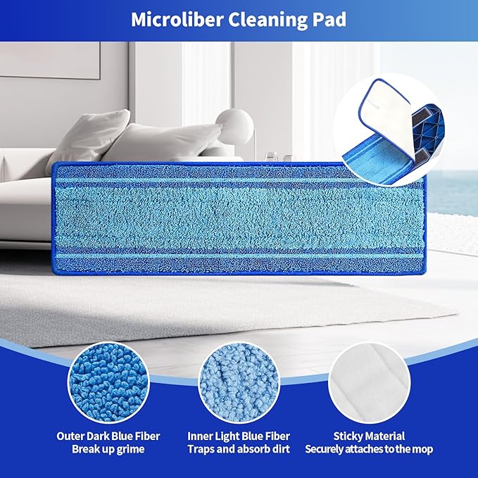 10 Pack Microfiber Cleaning Pads for Bona Family of Mops,Washable & Reusable Mop Pads Refill Replacement Safe for Hardwood and Multi-Surfac Floors Have Super-Absorbent