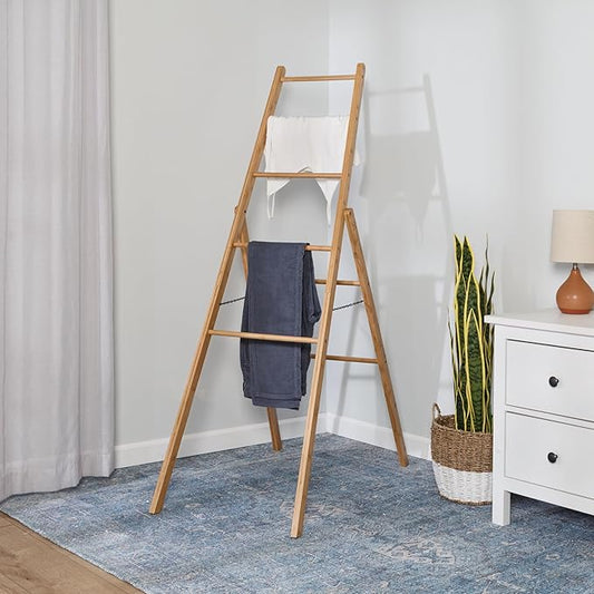 Honey Can Do Bamboo Clothes Drying Ladder Rack DRY-09387 Natural