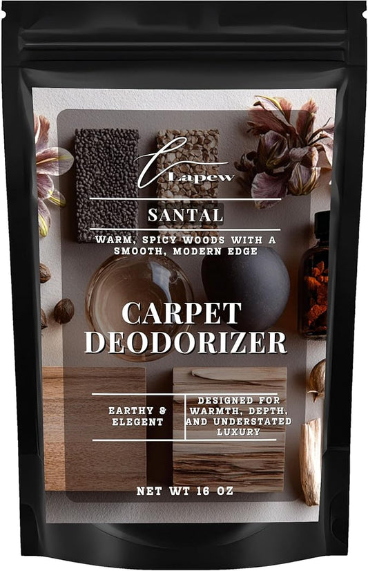 Lapew Santal Carpet Deodorizer Powder - Pet Safe Freshener for Vacuuming | Scented Odor Eliminator for Home | 16 oz