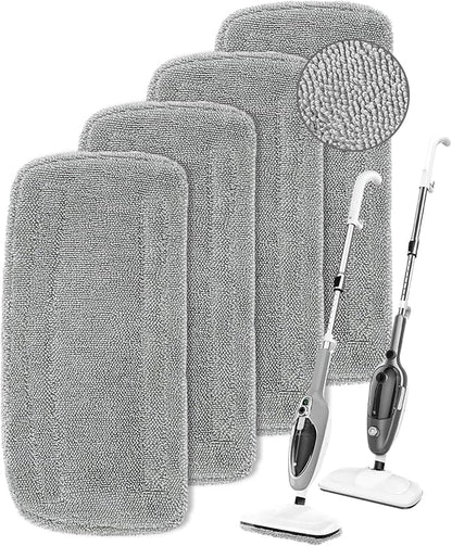 KEEPOW Steam Mop Pads Compatible with Mxnsewr Steam Mop, Compatible with GorFanty Steamer Mop GF-6610B/GF-6610, Fit for Neugo Steam Mops NE033, 4 Pack Spiral Microfiber Steam Mop Replacement Pads