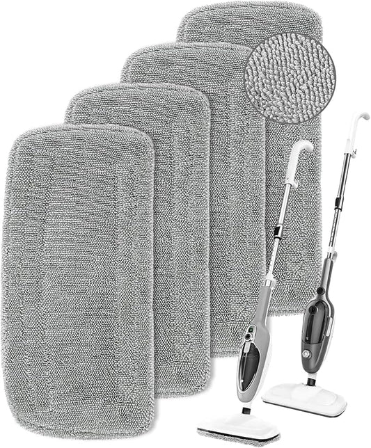 KEEPOW Steam Mop Pads Compatible with Mxnsewr Steam Mop, Compatible with GorFanty Steamer Mop GF-6610B/GF-6610, Fit for Neugo Steam Mops NE033, 4 Pack Spiral Microfiber Steam Mop Replacement Pads