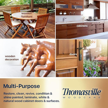 THOMASVILLE KITCHEN CABINET CREAM - Multisurface Wood Cleaner and Polish Furniture Quick Shine Restorer Protector Kitchen Cabinets Surface Cleaner House Cleaning Supplies Home Improvement, 12 Oz