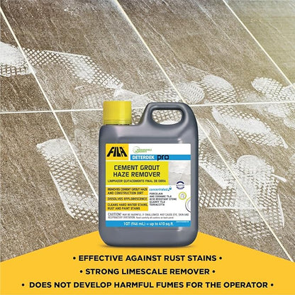 FILA Surface Care Solutions, DETERDEK PRO Cementitious Grout Haze Remover, Effective Against Rust Stain, 1 QT