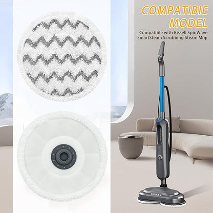 3897A / 3712 Rotating Steam Mop Pads Replacement for Bissell SpinWave Smart Steam Scrubbing Steam Mop Cleaner 【Models 3897A/3712 ONLY】, Washable Reuseable Refill Pads（6Pack） (6Gray)