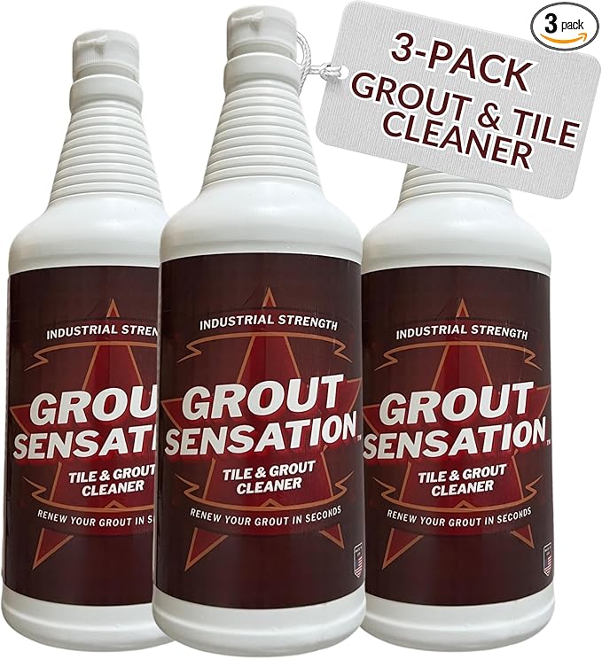 Heavy Duty Grout Cleaner - (Pack of 3) - For Tile Floors & Shower Tiles - Industrial Strength Grout Cleaning Solution Restores Original Color - No Residue, No Odor, USA Made - 32 oz