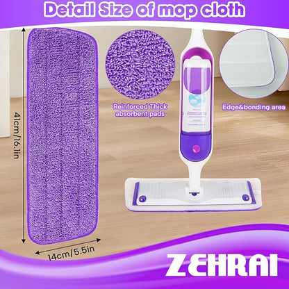 6 Pack Reusable Microfiber Mop Pads for Swiffer PowerMop, 13-16 Inch Spray Mop Replacement Refills, Machine Washable Wet Dry Pads for Hardwood Tile Multi-Surface Cleaning