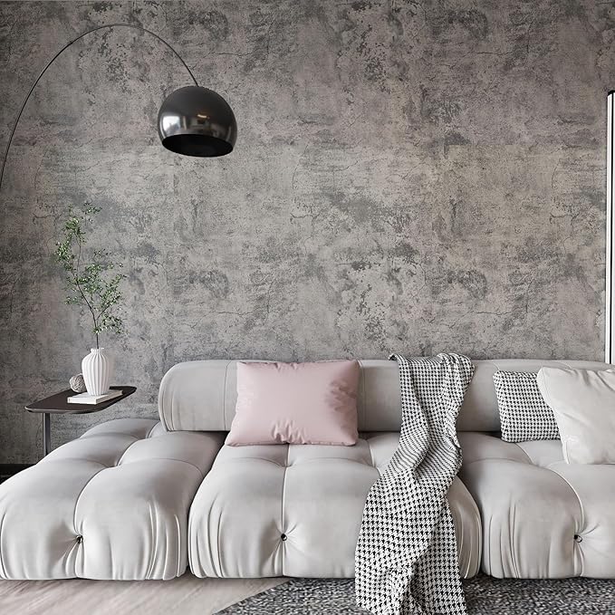 BAYYA Concrete Wallpaper Peel and Stick Grey Cement Contact Paper Industrial Style Self Adhesive Waterproof Removable Decorative Wall Covering Vinyl Film Furniture Stickers for Floor Wall Cabinets
