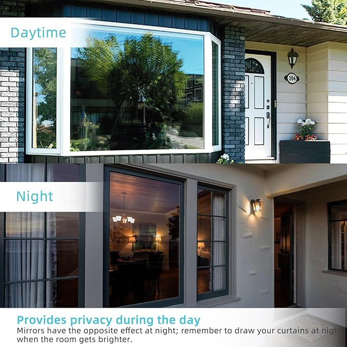 Filmgoo Window Privacy Film One Way Daytime Mirror Tint Treatments UV Heat Control Vinyl Stickers Sun Block Glass Paper Door Covering Reflective (Light Blue Silver, 29.5 Inch x 13.1 Feet)