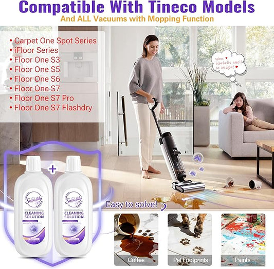 Snowlily 2 Pack Floor Cleaning Solution Compatible with Tineco iFLOOR & FLOOR ONE Series,Floor Cleaner for All Robot Vacuums Wet-Dry Mops,Deep Cleans Hardwood,Tile & Laminate,33.8 Fl Oz