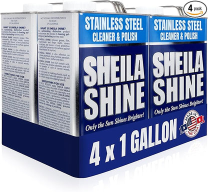 Sheila Shine 4 x 1 Gallon Stainless Steel Cleaner and Polish – Cleans, Polishes & Protects Kitchen Appliances, Refrigerators, Sinks, Ovens & Grills – Stainless Steel Cleaner for Appliances