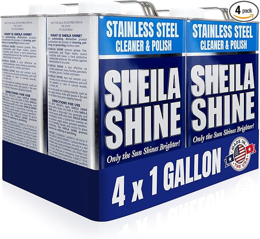 Sheila Shine 4 x 1 Gallon Stainless Steel Cleaner and Polish – Cleans, Polishes & Protects Kitchen Appliances, Refrigerators, Sinks, Ovens & Grills – Stainless Steel Cleaner for Appliances