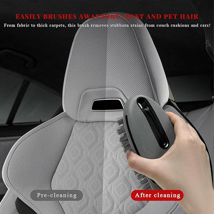 Carpet and Upholstery Cleaning Brush, Stiff Bristle Detailing Scrubber for Car Interior & Home, Portable Ergonomic Scrub Brushes for Floor Mat Carpet Leather Seat Couch (Gray)