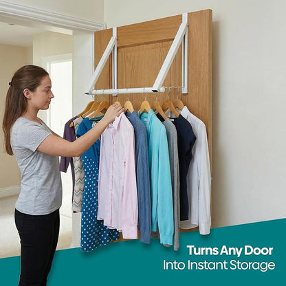 HOLDN’ STORAGE Over The Door Hanger Foldable - Over The Door Rack for Hanging Towels, Coats & Clothes - Over The Door Hanger Hooks for Bedroom, Washroom and Office.