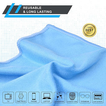 Eco-Fused Microfiber Cleaning Cloths - 5 Pack - Double-Sided Cleaning Cloths - Microfiber and Suede Cloth for Smartphones, LCD TV, Tablets, Laptop Screens, Camera Lenses (Multi Color & Size)