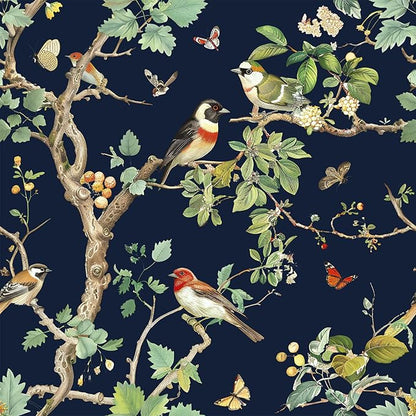 Nukofal Dark Bird Peel and Stick Wallpaper Vintage Floral Contact Paper 16.9inch x 118.1inch Dark Floral Wallpaper Peel and Stick Boho Self Adhesive Removable Wall Paper for Cabinets Bathroom Decor