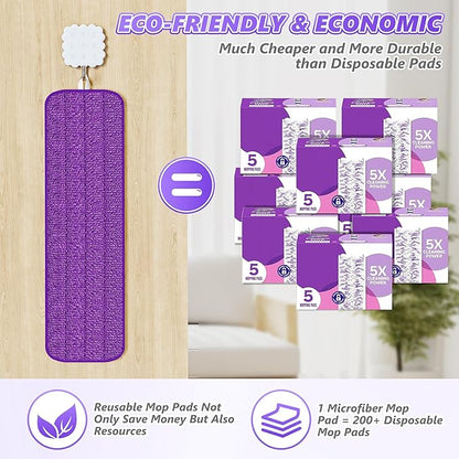 BPAWA 4X Reusable Pads Compatible with Swiffer PowerMop, 15" Microfiber Power Mop Replacement Refills Spray Mop Heads Washable Pad Dry Wet Mopping or Floor Cleaning